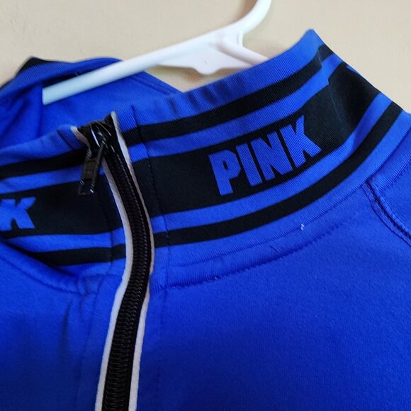 Victoria Secret Pink Ultimate Blue Jacket With Thumb holes 1/4 Zip Size S - Picture 5 of 11